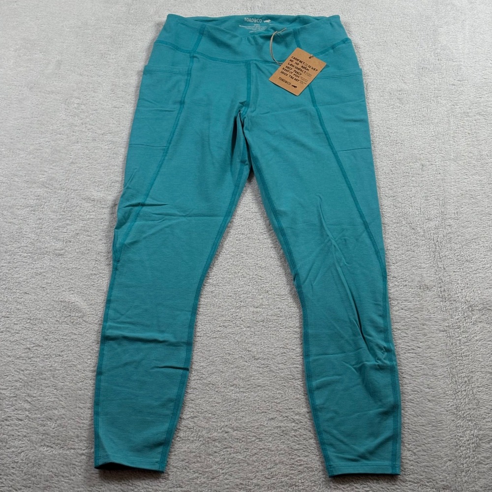 Toad&Co Terrane 7/8 Tight Curacao Teal Organic Cotton Ankle Leggings Small - Picture 2 of 8